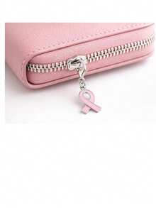 6个粉红丝带吊坠，带龙虾扣，癌症防治宣传合金吊坠，可用于钥匙链、钱包拉链头、手链夹式吊坠 - 彩色 - 查看 6