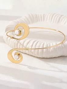 1pc Fashionable Minimalist Swirl Wave Design Arm Sleeve, Suitable For Daily, Festival, Vacation And Various Occasions - Gold - View 7