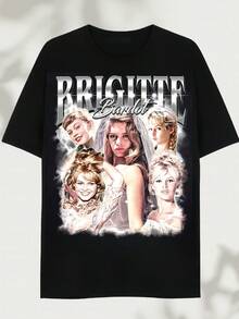 Camiseta  Brigitte Bardot, Camiseta Retro Bootleg de Brigitte Bardot, Camiseta de Estrella de Cine Francesa Retro, Camiseta Gráfica Vintage de Ícono Cinematográfico, Camiseta Estampada  - Hecha de algodón puro, es suave y transpirable, adecuada tanto para hombres como para mujeres. Es una camisa informal adecuada para todas las estaciones y un recuerdo elegante. Es adecuado para el uso diario, los entusiastas de la moda urbana y los amantes de la música. - Negro - Ver 6