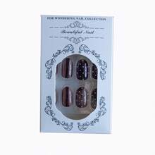24 Pieces Of Oval-Shaped Black Dot And Polka Dot Striped Minimalist Acrylic Nails That Can Be Detached And Worn. - 彩色 - 查看 11