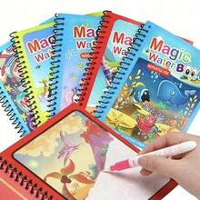 Bộ 3 cuốn sách vẽ bằng nước ma thuật cho trẻ em, sách tô màu bằng nước có thể tái sử dụng, tập vẽ nguệch ngoạc, đồ chơi vẽ graffiti cho trẻ mầm non, quà tặng tựu trường (kèm bút vẽ nước) - Nhiều màu - Xem 4