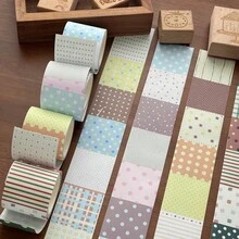 复古波点和纸胶带套装，装饰性遮蔽胶带，适用于子弹笔记、计划本和DIY手工项目，装饰贴纸，剪贴簿用品，文具，趣味贴纸，Kindle - 長方形 - 查看 10
