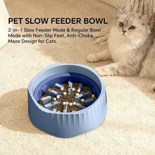 2-In-1 Convertible Slow Feeder & Regular Pet Bowl For Cats & Small Dogs, Non-Slip Interactive Puzzle Food Dish With Dual Modes. - One Size - View 10
