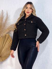 Women's Plush Teddy Coat, Warm And Soft, For Winter - 黑色 - 查看 4