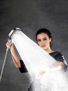 13cm Large-Panel 3-Mode Handheld Shower Head, High-Pressure Water-Saving Shockproof Massage Shower Nozzle (With Filter Function). The Silver Version Features Powerful Pressurization And Large Water Flow, Ideal For Household Bathroom Showers And Hot Water Supply Systems. - Single Shower - View 2