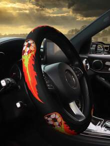 MEIKAXIU 15-Inch Flame Printed Waterproof Anti-Slip Steering Wheel Cover Made Of Diving Fabric, Suitable For 14.5-15 Inch Steering Wheel - Flame - View 9