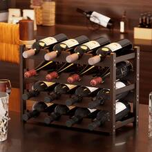 酒架，家用葡萄酒瓶展示架，葡萄酒收纳架，简约桌面多瓶架 - 胡桃色 - 查看 2
