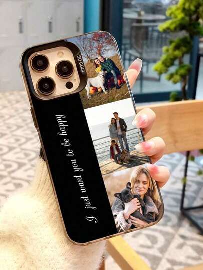 1pc Personalized Photo Printed Shock-Proof TPU Phone Case, Small Grid Photo + Text Customized Phone Case, Eternal Phone Case, Fashionable, Cute, Fun, Customized, Ideal Gift, Compatible With Iphone/ And Other Models, For Couples, Friends, Daily Life, Parties, Suitable For Boyfriend/Girlfriend, Family, Friends, Grandparents, Suitable For Anniversary