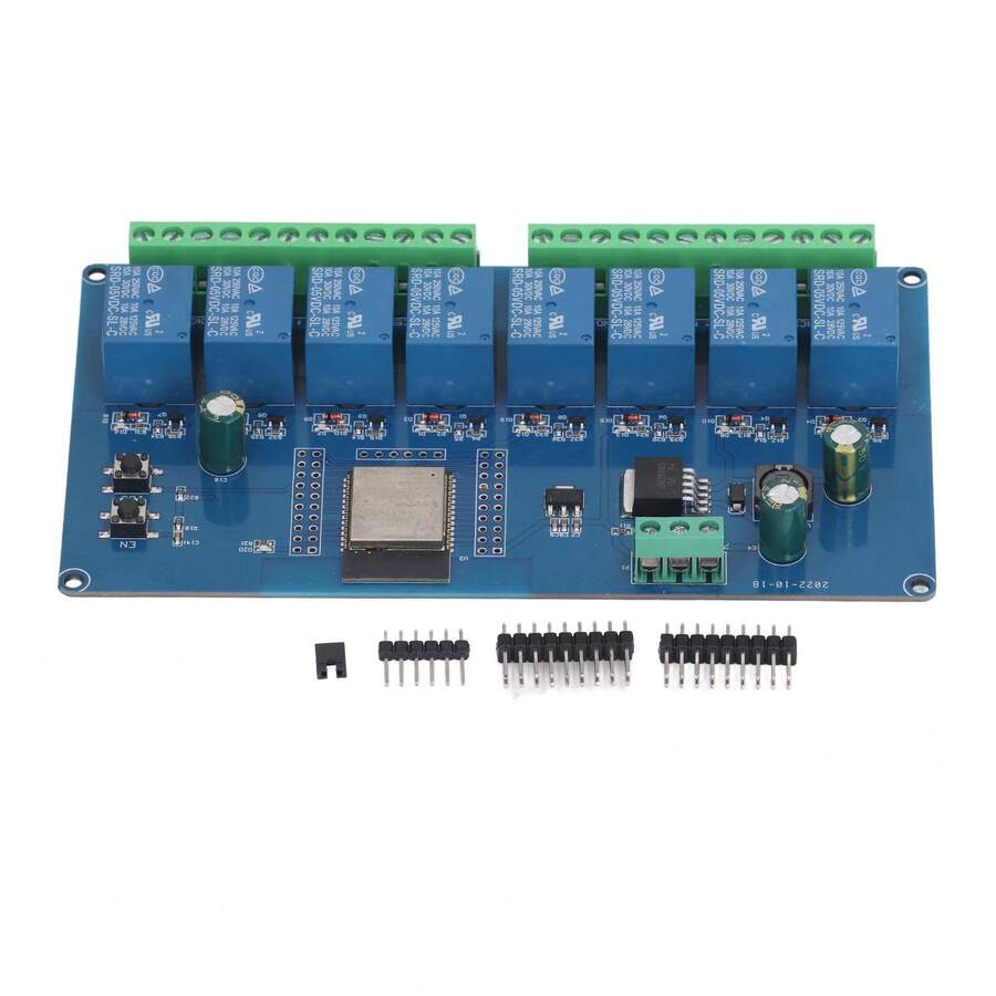 Módulo de relé de 8 canales ESP32, ESP32-WROOM-32E, placa de desarrollo de control inalámbrico WiFi BLE DC 5-30 V. - Neblina azul - Ver 1