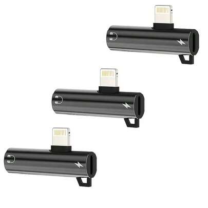 快速充电 Lightning 转 3.5mm AUX 音频适配器 1-3 个装 Lightning 转 3.5mm AUX 音频插孔和充电适配器耳机分线器转换器，兼容 14 Pro Max/14 Pro/14 Plus/14/13/12/11/XS/XR 系列，春季礼物