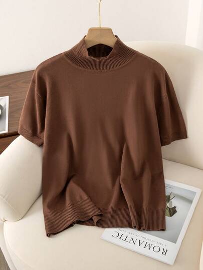 GIGOGOU Plus Size 0XL-4XL Women Summer Lightweight Knit Top Casual Short Sleeve T-Shirt