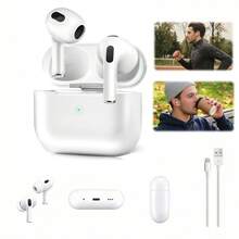 Auriculares Bluetooth Inalámbricos APods4 Para IOS Y Android, Audifonos Manos Libre Con Estuche De Carg, Auriculares Inalámbricos In-Ear Resistentes Al Polvo,Al Agua Y Al Sudor, Música De Alta Calidad, Batería De Larga Duración - Ver 2