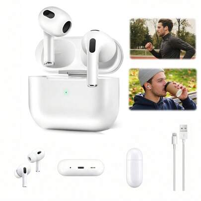 Auriculares Bluetooth Inalámbricos APods4 Para IOS Y Android, Audifonos Manos Libre Con Estuche De Carg, Auriculares Inalámbricos In-Ear Resistentes Al Polvo,Al Agua Y Al Sudor, Música De Alta Calidad, Batería De Larga Duración