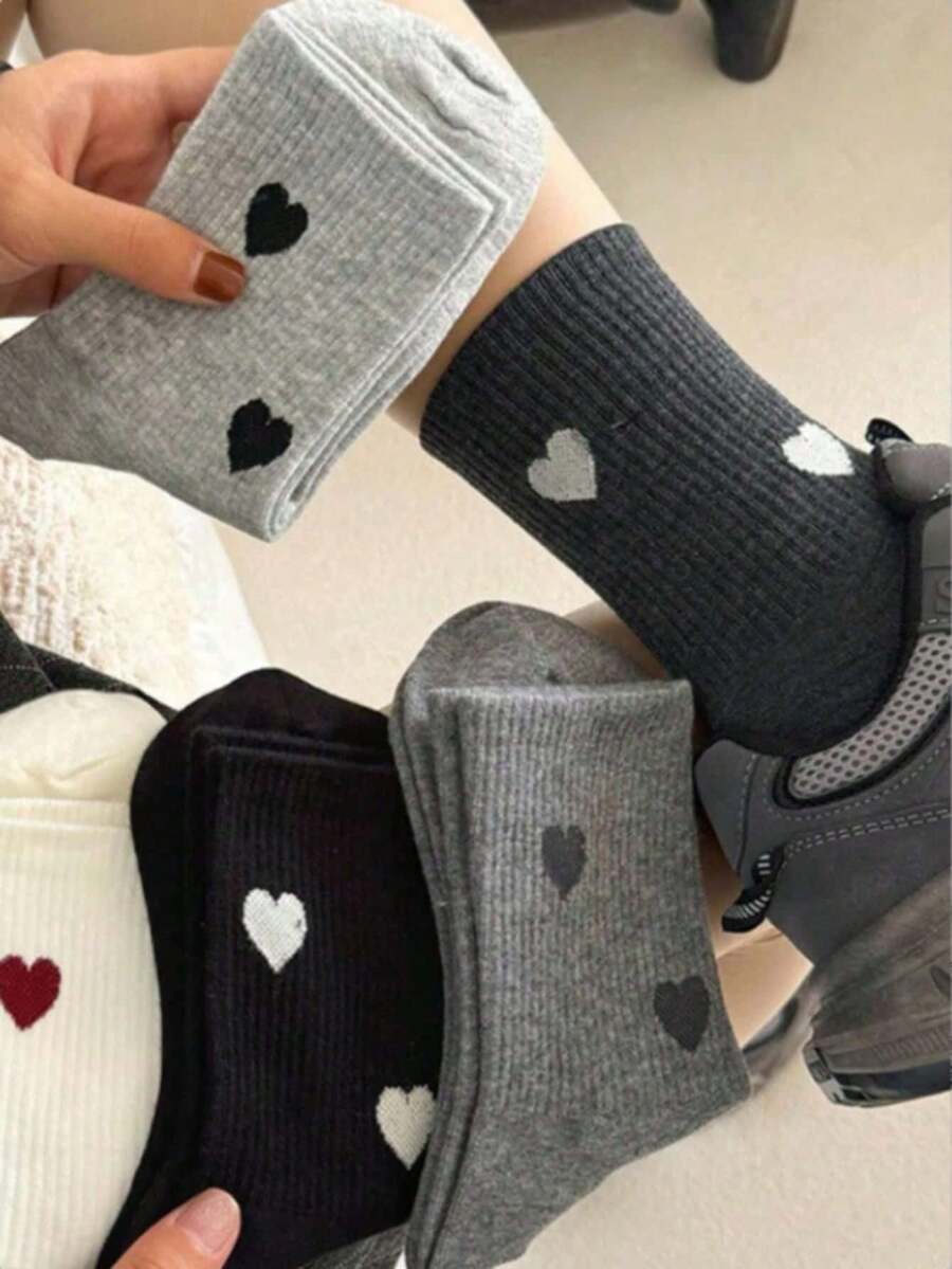 6双装女士随机混色舒适透气休闲过膝袜,可机洗优雅过膝袜 - 彩色 - 查看 1