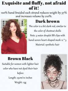 Synthesis Curly Bangs Clips In Breathable Lace Toppers For Women Curl Baby Hair Fringe Thinning Hairpieces Extension - Multicolor - View 5