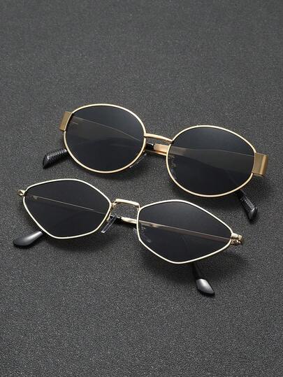 2pcs Men Metal Full Frame Rhinestone Decor Delicate Exaggeration Stylish Lively Party Fashion Glasses For Street-Photography,Partywear,Vacay Vibes,Banquet,Going Out Outfit Fashion Accessories