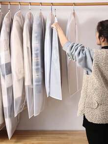 10pcs/5pcs/1pc Garment Dust Cover, Modern Semi-Transparent Dust-Proof Cloth, Thickened Zipper Suit Cover, Waterproof Clothing Cover, Wedding Dress Protector, Back To School Supplies,Storage Orangizer,Travel Essential - White - View 3