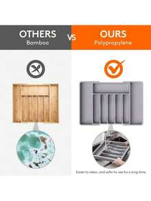 Expandable Cutlery Drawer Organizer - Adjustable Utensil Tray, Knife & Fork Holder, Multi-Function Kitchen Storage Solution, Black, Medium Size - Multicolor - View 5