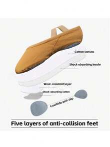 Zapatillas de ballet profesionales de lona sin cordones - Amarillo Mostaza - Ver 3