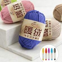 8 cuộn sợi polyester chenille + 1 kéo nhỏ màu ngẫu nhiên, tự làm đồ đan móc túi xách / khăn quàng cổ / áo len / đồ chơi nhồi bông - nhiều màu - Xem 3