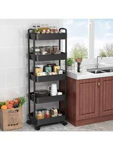 Xe đẩy đựng đồ 5/4/3 tầng, kệ đựng đồ lót, ống dày, chịu tải nặng, giá đựng nhiều tầng, thích hợp cho nhà bếp, phòng ngủ và cắm trại ngoài trời, thiết kế nhựa bền, xe đẩy đựng đồ đa chức năng | Kệ hiện đại phong cách | Giá đựng đồ chắc chắn, quà tặng tuyệt vời cho Halloween và Giáng sinh. - Nhiều màu - Xem 7