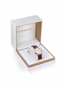 Versace Medusa Collection Luxury Women's Quartz Watch, PU Leather Strap And Steel Case For Ladies Watch - Red - View 9