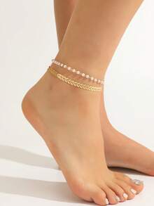 1pc Fashion Simple Elegant Vintage Beach Anklet, Adjustable Versatile Casual & Work Wear For Women - Golden Yellow 1 - View 20