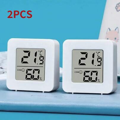 4pcs LCD Digital Thermometer Hygrometer, Mini Indoor Electronic Temperature Humidity Meter, Sensor Monitor Weather Station For Home