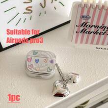 1pc Heart-Shaped Sticker Candy Earphone Protective Case, Suitable For Airpods 4th Gen, Multi-Model, Colorful Heart Element Earphone Protective Shell, Wavy Electroplated Colorful Heart Bluetooth Earphone Case, Silicone Earphone Cover, Earphone Accessories, Earphone Case - Silver - View 14