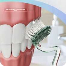S-Shaped Vertical Toothbrush For Adult Men And Women With Irregular Soft Bristle, Tongue Coating, Deep Cleaning And Massage Of Gums Between Teeth - Green - View 5