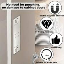 2/6 件装橱柜门磁铁，橱柜磁性门吸，抽屉磁性门吸，超薄双磁性门吸，用于家具衣柜橱柜门关闭 - Magnetic Door Catches-2 Pcs - 查看 6