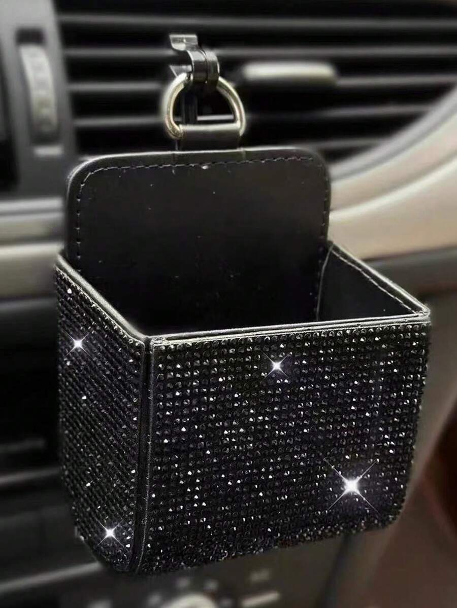 1个黑白菱形通风口收纳盒，汽车空调出风口整理盒 - 收納盒 - 查看 1