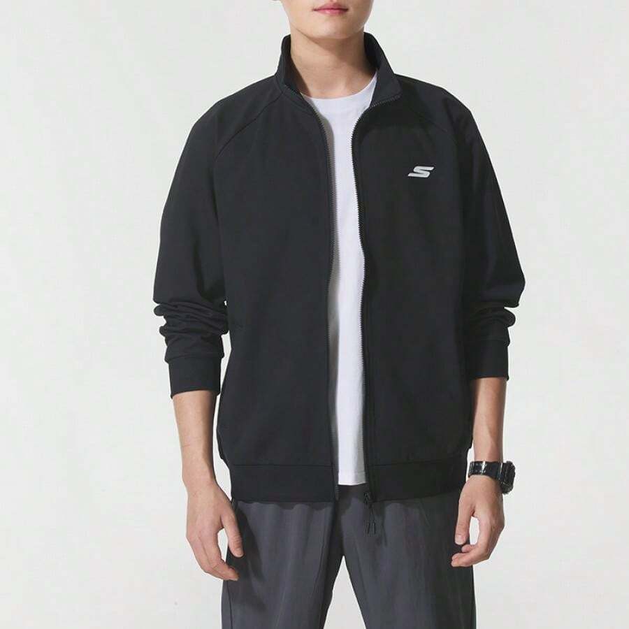 Skechers Soft Knit Jacket/Outerwear, Unisex Gym & Workout Wear P225U135 - Smoky Black - View 1