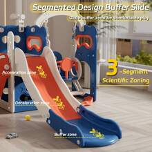 Toddler Slide And Swing Set For Toddlers Age 3-5 Baby Kids Slides With Basketball Hoop Telescope Outdoor Indoor Slide Stair Playset Playground - 紅藍 - 查看 2