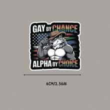 Gay By Chance Alpha Choice Funny Wolf Alpha LGBTQ Sticker Cartoon Sticker Vinyl Decal Car Laptop, Stickers Scrapbook Supplies Stationery Funny Stickers - Light Film - View 5