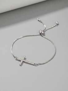 1条女士十字手链，适合日常佩戴 - 銀色 - 查看 5