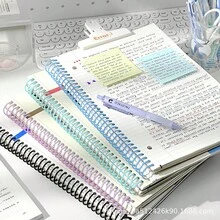 文谷A4厚手ノート、高校生用コイルノート、メモ帳、横罫ノート、授業練習帳、大学生用ノート - 紫 - チェックする 4