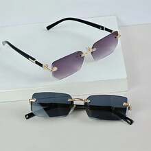 1/2pcs Vintage Frameless Metal Couple Glasses, Best Gift Choice, Fashion Classic Accessory, High Quality, Suitable For Men In Multiple Occasions - Multicolor - View 4