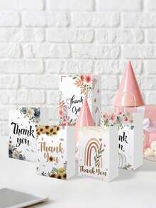 10 Stücke Blumen Design Geschenktüten, dicke Papiertüten aus Karton mit transparenten Ringgriffen und dekorativen Ausschnitten, geeignet für Geburtstag, Hochzeit, Muttertag, Valentinstag, Weihnachten, Abschlussfeier Dekoration - wiederverwendbar und zum Geschenkeverpacken - lebendiges Blumenmuster mit Goldglitzer und sanften Farben - inklusive Dankeskarten - Verschiedenfarbig - Übersicht 7