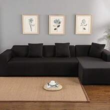 sofás y sofásPOCREATION Funda de Poliéster para sofá Funda de sofá Esquinero Funda de sofá para Sala de Estar Black - Negro - Ver 3