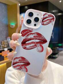 1个白色奢华性感大唇UV彩绘亚克力全覆盖防震手机壳 - 白色 - 查看 1