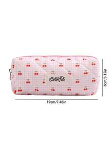 1 件。可爱少女卡通樱桃图案布艺铅笔盒/笔袋/化妆包。一款可爱的学生文具收纳袋/化妆品收纳铅笔盒。适合学生文具、桌面文具收纳，以及作为返校礼物。 - 櫻桃筆袋 - 查看 6