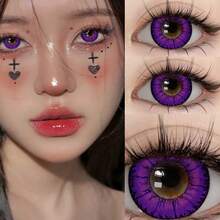 PURPLE Eye Makeup Contacts, Portable Travel Accessories , Halloween-Themed Items, Can Be Worn Daily, Suitable For Parties And Festive Occasions, Suitable As Birthday And Holiday Gifts, Change Eye Color, Enhance Personal Charm - 紫羅蘭色 - 查看 2