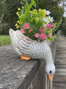 Charmant pot de plante grasse en forme de canard - Décoration de jardin en résine avec des fleurs colorées, pot de fleurs en forme d'animal pour intérieur/extérieur convenant pour le salon, le balcon ou le jardin, applicable pour le salon, la chambre, le bureau, les fêtes de mariage, les jours fériés, la Saint-Valentin, les cadeaux de mariage, les meilleurs cadeaux de vacances, la décoration de présentoir, les cadeaux d'anniversaire, les cadeaux de remise des diplômes - multicolore - Voir 7
