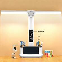 1 Double-Head Pen Holder & Phone Stand Desk Lamp, White Light With Three Levels Of Brightness Adjustment, Time Display, USB Plug, Desk Lamp For Study, Home Office, Bedroom,Gift Giving - 白光 - 查看 10