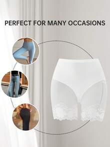 QUASTI 女士三角内裤，网眼蕾丝边，舒适顺滑，修身显瘦，透气性佳。 - 白色 - 查看 6