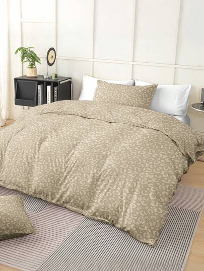 3pcs Piece Leopard Pattern Duvet Cover Is Made Of Ultra Soft And Breathable High-Quality Ultra-Fine Fiber Fabric, Suitable For All Seasons, Machine Washable, Not Easy To Fade, Not Pilling, Anti Shrink, Wrinkle Resistant, Fashionable Bohemian/Farmhouse/Modern Minimalist Bedroom Decoration, Easy To Maintain, Suitable For King Size/Queen Size/Double Bed/Single Bed, Ideal For Home, Dormitory, Apartment, Guest Room, Vacation Home, Rental Room And Gift Giving.