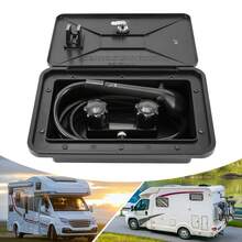 Cabine de douche extérieure pour camping-car avec robinet verrouillable et flexible, cabine de douche extérieure MoreChoice avec pommeau de douche et flexible de robinet, interrupteur eau chaude/eau froide, accessoires pour bateaux, camping-cars et caravanes - A - Voir 6