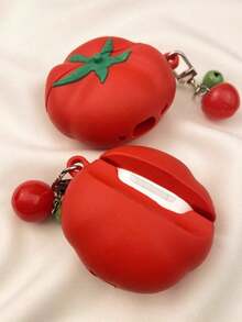 1pc 3D Realistic Tomato Style Case, Compatible With Apple 4th Gen Bluetooth Wireless Earphones, 1/2/3 Silicone Soft Cover, Pro 3rd Gen, Women New Style (Earphones Not Included) WAQ9 - Đỏ - Xem 6