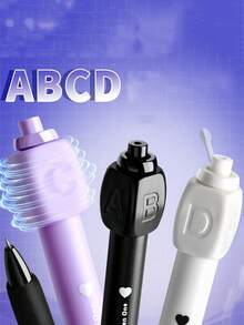 2支/套趣味中性笔，ABCD答题笔，新颖减压旋转圆珠笔，旋转减压趣味按压圆珠笔，速干，可用于标记、签名，办公黑色笔，创意可爱文具，软握学生文具礼品，办公减压学习用品，返校季，节日礼物 - 預設 - 查看 9